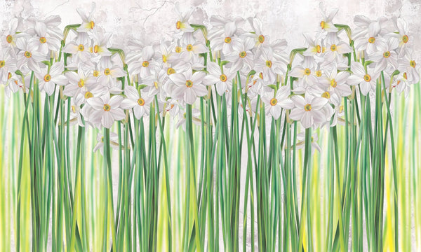 Daffodils Wallpaper, Floral Mural, Oversized Custom Size Wall Art, Non - Woven, Non - Adhesive, Modern Wall Paper, Removable - Adawall Wallpaper - Registered Trade Accounts Only, Wallpaper Wholesale Account - W78144 - Adawall Wholesale - Wallpaper Wholesaler