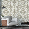 Damask Deep Embossed Wallpaper, Off White, Yellow Luxury 3D Non - Pasted Wallcovering, Shimmering, Traditional Non - Woven Wall Decor - Adawall Wallpaper - Registered Trade Accounts Only, Wallpaper Wholesale Account - 1401-6 - Adawall Wholesale - Wallpaper Wholesaler