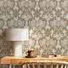 Damask Flocked Velvet Feel Wallpaper, White Gold Deep 3D Embossed Quilted Texture Luxury Wallcovering, Non - Woven - Adawall Wallpaper - Registered Trade Accounts Only, Wallpaper Wholesale Account - 1411-5 - Adawall Wholesale - Wallpaper Wholesaler