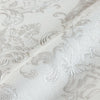 Damask Flocked Velvet Feel Wallpaper, White, Light Gray Deep 3D Embossed Quilted Texture Luxury Wallcovering, Non-Woven - Walloro High End Wallcoverings & More