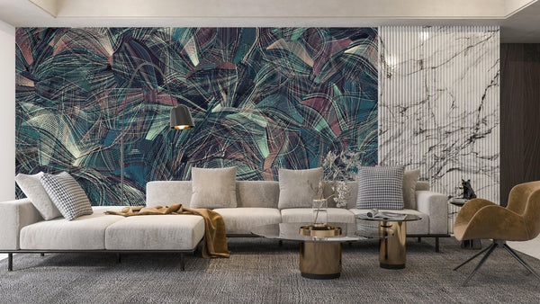 Dark Blue and Red Wallpaper, Abstract Shapes Mural, Oversized Custom Size Wall Art, Non - Woven, Non - Adhesive, Modern Wall Paper, Removable - Adawall Wallpaper - Registered Trade Accounts Only, Wallpaper Wholesale Account - W77643 - Adawall Wholesale - Wallpaper Wholesaler