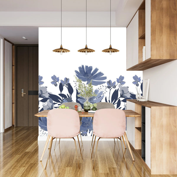 Dark Blue Floral Wallpaper, Seamless Pattern Mural, Oversized Custom Size Wall Art, Non - Woven, Non - Adhesive, Modern Wall Paper, Removable - Adawall Wallpaper - Registered Trade Accounts Only, Wallpaper Wholesale Account - W78075 - Adawall Wholesale - Wallpaper Wholesaler