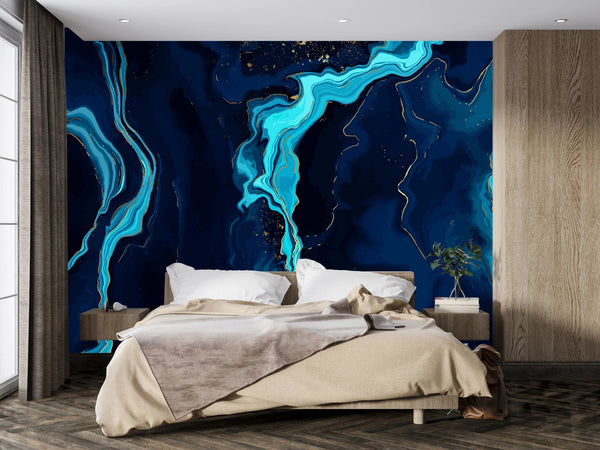 Dark Blue Marble Wallpaper, Gold Abstract Mural, Oversized Custom Size Wall Art, Non - Woven, Non - Adhesive, Modern Wall Paper, Removable - Adawall Wallpaper - Registered Trade Accounts Only, Wallpaper Wholesale Account - W77917 - Adawall Wholesale - Wallpaper Wholesaler