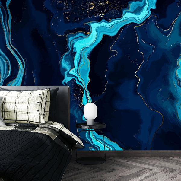 Dark Blue Marble Wallpaper, Gold Abstract Mural, Oversized Custom Size Wall Art, Non - Woven, Non - Adhesive, Modern Wall Paper, Removable - Adawall Wallpaper - Registered Trade Accounts Only, Wallpaper Wholesale Account - W77917 - Adawall Wholesale - Wallpaper Wholesaler
