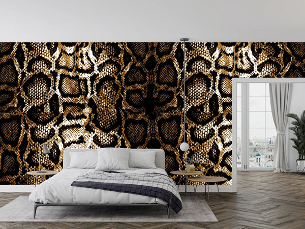 Dark Snake Skin Wallpaper, Seamless Pattern Mural, Oversized Custom Size Wall Art, Non - Woven, Non - Adhesive, Modern Wall Paper, Removable - Adawall Wallpaper - Registered Trade Accounts Only, Wallpaper Wholesale Account - W77974 - Adawall Wholesale - Wallpaper Wholesaler