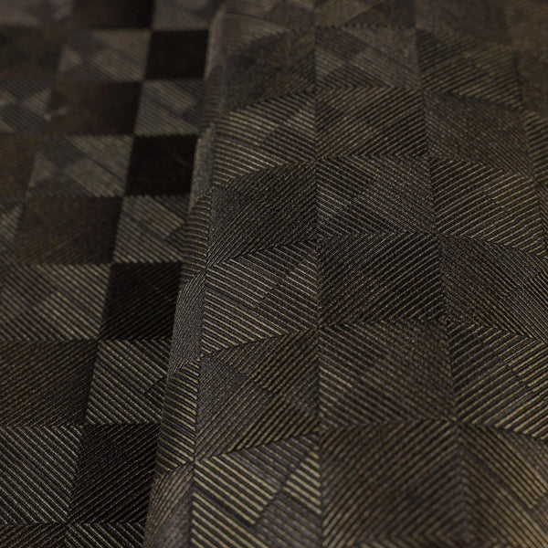 Dark Tan Solid Color Square Pattern Wallpaper, 3D Embossed Glossy Sleek Checkered Geometric Wall Paper - Walloro High End Wallcoverings & More