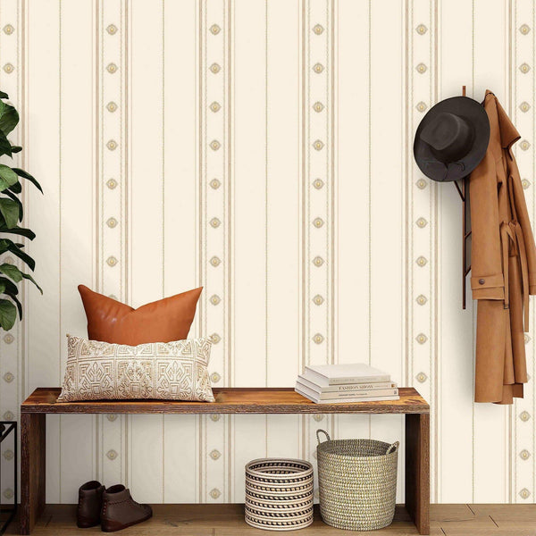 Decorative Striped Embossed Wallpaper, Cream, Silver 3D Boho Art Deco Ornate Home Wall Decor, Washable - Adawall Wallpaper - Registered Trade Accounts Only, Wallpaper Wholesale Account - 1309-2 - Adawall Wholesale - Wallpaper Wholesaler