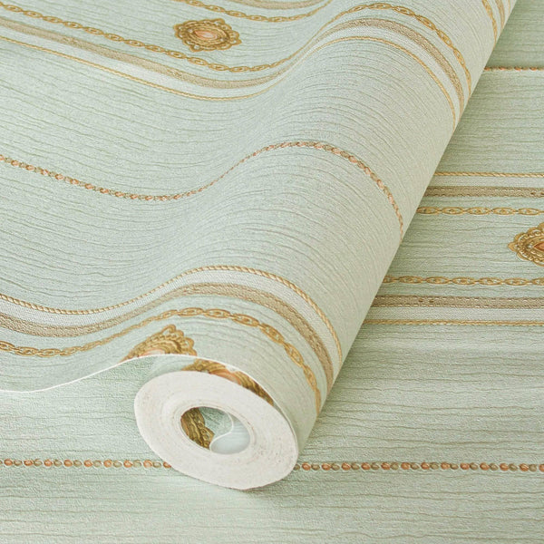 Decorative Striped Embossed Wallpaper, Lime Green, Gold 3D Boho Art Deco Ornate Home Wall Decor, Washable, Durable - Adawall Wallpaper - Registered Trade Accounts Only, Wallpaper Wholesale Account - 1309-4 - Adawall Wholesale - Wallpaper Wholesaler