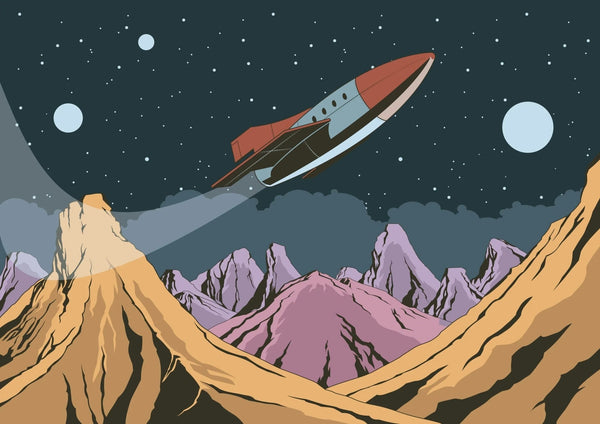 Deep Space Planet Wallpaper, Retro Future Style Mural, Oversized Custom Size Wall Art, Non - Woven, Non - Adhesive, Modern Wall Paper, Removable - Adawall Wallpaper - Registered Trade Accounts Only, Wallpaper Wholesale Account - W77801 - Adawall Wholesale - Wallpaper Wholesaler
