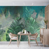 Tropical Leaves Wallpaper, Floral Background Mural, Oversized Custom Size Wall Art, Non-Woven, Non-Adhesive, Modern Wall Paper, Removable