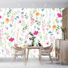 Watercolor Floral Wallpaper, Seamless Pattern Mural, Oversized Custom Size Wall Art, Non-Woven, Non-Adhesive, Modern Wall Paper, Removable