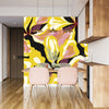 Abstract Yellow Flowers Wallpaper, Seamless Pattern Mural, Oversized Custom Size Wall Art, Non-Woven, Non-Adhesive, Modern Wall Paper, Removable