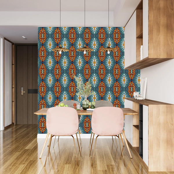 Victorian Style Damask Wallpaper, Seamless Pattern Mural, Oversized Custom Size Wall Art, Non-Woven, Non-Adhesive, Modern Wall Paper, Removable