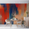 Modern Art Red and Blue Wallpaper, Abstract Paint Mural, Oversized Custom Size Wall Art, Non-Woven, Non-Adhesive, Modern Wall Paper, Removable
