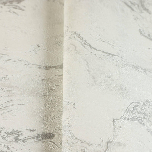 Distressed Marble Wallpaper, Rich Textured Wallcovering, Large 114 sq ft Roll, Washable, Home Wall Decor, White Silver, Abstract Wallpaper - Walloro High End Wallcoverings & More