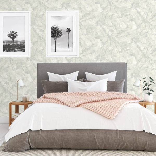 Distressed Marble Wallpaper, Rich Textured Wallcovering, Large 114 sq ft Roll, Washable, Home Wall Decor, White Silver, Abstract Wallpaper - Walloro High End Wallcoverings & More