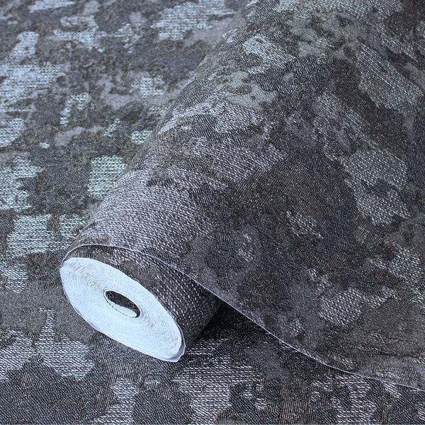 Distressed Worn Wallpaper, Black 3D Embossed Textured Weathered Solid Color Wallcovering, Abstract Contemporary Home Commercial Interior Wall Design - Adawall Wallpaper - Registered Trade Accounts Only, Wallpaper Wholesale Account - 1504-5 - Adawall Wholesale - Wallpaper Wholesaler