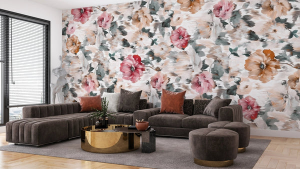 Elegant Beatiful Floral Wallpaper, Seamless Pattern Mural, Oversized Custom Size Wall Art, Non - Woven, Non - Adhesive, Modern Wall Paper, Removable - Adawall Wallpaper - Registered Trade Accounts Only, Wallpaper Wholesale Account - W78088 - Adawall Wholesale - Wallpaper Wholesaler