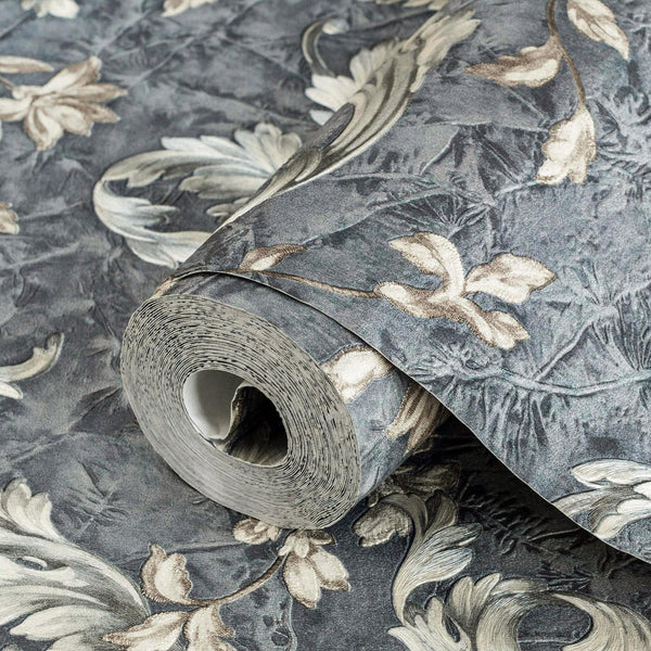 Elegant Blue White Flowered Embossed Wallpaper, Home Wall Decor, Aesthetic Wallpaper, Textured Wallcovering Non - Adhesive - 41.7”W X 393”H - Adawall Wallpaper - Registered Trade Accounts Only, Wallpaper Wholesale Account - 1006-4 - Adawall Wholesale - Wallpaper Wholesaler