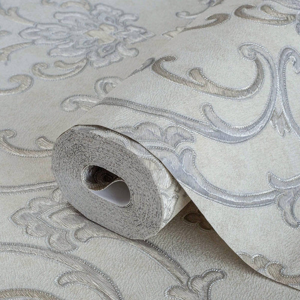 Elegant Damask Embossed Wallpaper, 3D Textured Wallcovering, Light Color Traditional, Extra Large 114 sq ft Roll, Luxury Wallpaper, Washable - Adawall Wallpaper - Registered Trade Accounts Only, Wallpaper Wholesale Account - 6806-2 - Adawall Wholesale - Wallpaper Wholesaler