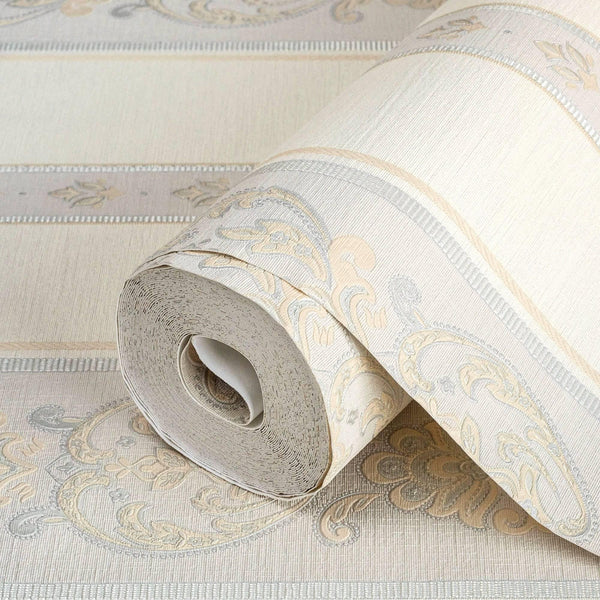 Elegant Deep Embossed Striped Wallpaper, Shiny Damask 3D Textured Wallcovering, Traditional, Large 114 sq ft Roll, Accent Wall, Washable - Adawall Wallpaper - Registered Trade Accounts Only, Wallpaper Wholesale Account - 6803-1 - Adawall Wholesale - Wallpaper Wholesaler