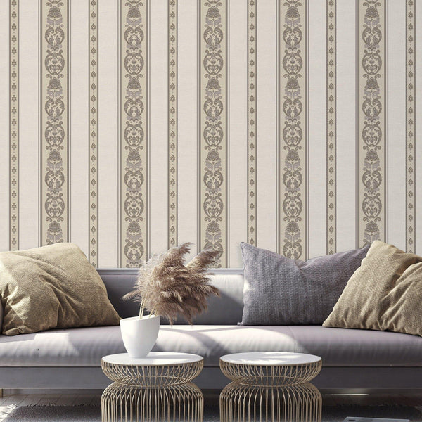 Elegant Deep Embossed Wallpaper, Shimmering Damask 3D Textured Wallcovering, Traditional, Large 114 sq ft Roll, Accent Wall, Washable, Decor - Walloro High End Wallcoverings & More