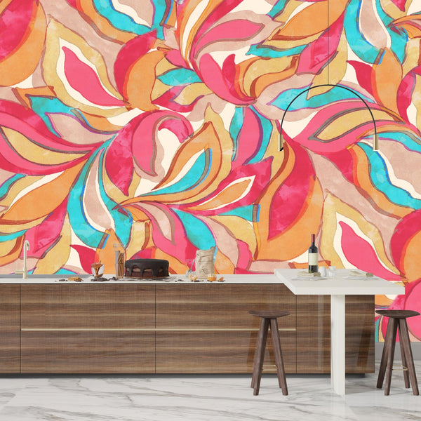 Elegant Floral Wallpaper, Seamless Pattern Mural, Oversized Custom Size Wall Art, Non - Woven, Non - Adhesive, Modern Wall Paper, Removable - Adawall Wallpaper - Registered Trade Accounts Only, Wallpaper Wholesale Account - W78087 - Adawall Wholesale - Wallpaper Wholesaler