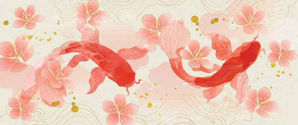 Elegant Koi Fishes Wallpaper, Luxury Chinese Mural, Oversized Custom Size Wall Art, Non - Woven, Non - Adhesive, Modern Wall Paper, Removable - Adawall Wallpaper - Registered Trade Accounts Only, Wallpaper Wholesale Account - W77928 - Adawall Wholesale - Wallpaper Wholesaler