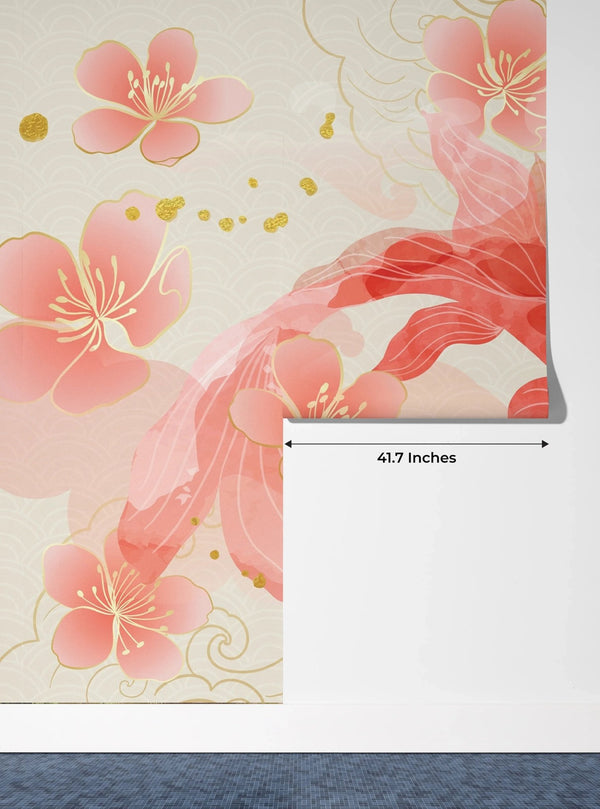 Elegant Koi Fishes Wallpaper, Luxury Chinese Mural, Oversized Custom Size Wall Art, Non - Woven, Non - Adhesive, Modern Wall Paper, Removable - Adawall Wallpaper - Registered Trade Accounts Only, Wallpaper Wholesale Account - W77928 - Adawall Wholesale - Wallpaper Wholesaler