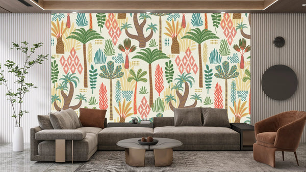 Ethnic Tropical Wallpaper, Seamless Pattern Mural, Oversized Custom Size Wall Art, Non - Woven, Non - Adhesive, Modern Wall Paper, Removable - Adawall Wallpaper - Registered Trade Accounts Only, Wallpaper Wholesale Account - W78067 - Adawall Wholesale - Wallpaper Wholesaler