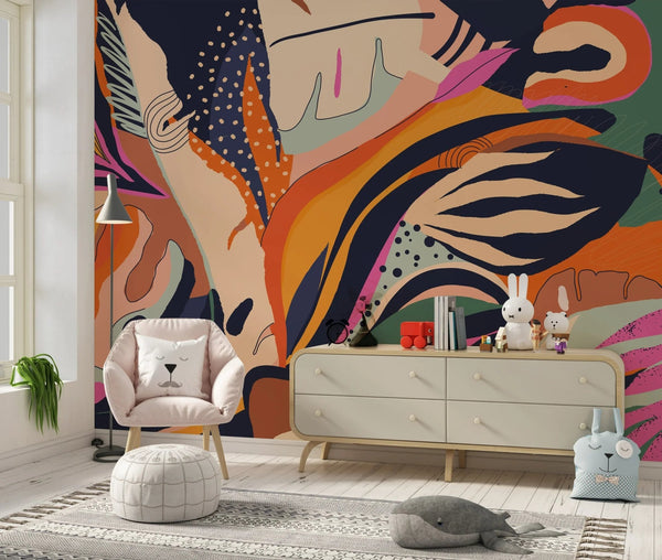 Exotic Jungle Plants Wallpaper, Abstract Mural, Oversized Custom Size Wall Art, Non - Woven, Non - Adhesive, Modern Wall Paper, Removable - Adawall Wallpaper - Registered Trade Accounts Only, Wallpaper Wholesale Account - W77592 - Adawall Wholesale - Wallpaper Wholesaler