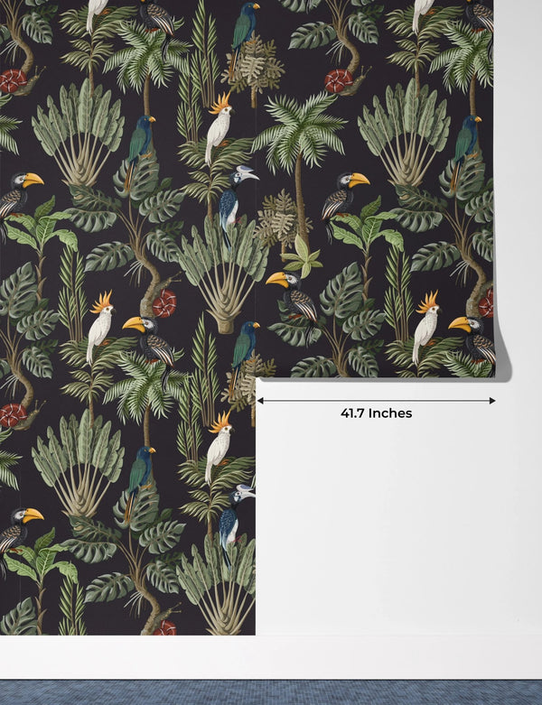 Exotic Plants and Birds Wallpaper, Forest Mural, Oversized Custom Size Wall Art, Non - Woven, Non - Adhesive, Modern Wall Paper, Removable - Adawall Wallpaper - Registered Trade Accounts Only, Wallpaper Wholesale Account - W77519 - Adawall Wholesale - Wallpaper Wholesaler