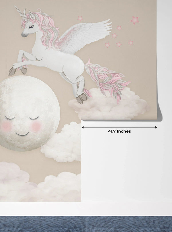 Fairy Unicorns Wallpaper, Moon, Clouds Mural, Oversized Custom Size Wall Art, Non - Woven, Non - Adhesive, Modern Wall Paper, Removable - Adawall Wallpaper - Registered Trade Accounts Only, Wallpaper Wholesale Account - W77782 - Adawall Wholesale - Wallpaper Wholesaler
