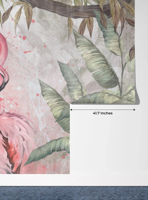 Flamingos Wallpaper, Fern Leaves Mural, Oversized Custom Size Wall Art, Non - Woven, Non - Adhesive, Modern Wall Paper, Removable - Adawall Wallpaper - Registered Trade Accounts Only, Wallpaper Wholesale Account - W77805 - Adawall Wholesale - Wallpaper Wholesaler