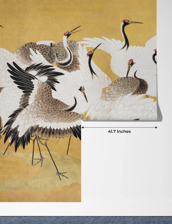 Flock Cranes Wallpaper, Japanese Mural, Oversized Custom Size Wall Art, Non - Woven, Non - Adhesive, Modern Wall Paper, Removable - Adawall Wallpaper - Registered Trade Accounts Only, Wallpaper Wholesale Account - W77590 - Adawall Wholesale - Wallpaper Wholesaler
