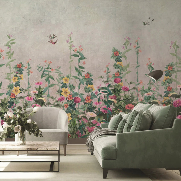 Floral Blossoms Wallpaper, Pink Flowers Birds Wall Mural, Oversized Custom Size Wall Art, Non - Woven, Non - Adhesive, Modern Wall Paper, Removable - Adawall Wallpaper - Registered Trade Accounts Only, Wallpaper Wholesale Account - SE320-1 - Adawall Wholesale - Wallpaper Wholesaler