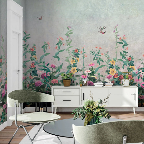 Floral Blossoms Wallpaper, Pink Flowers Birds Wall Mural, Oversized Custom Size Wall Art, Non - Woven, Non - Adhesive, Modern Wall Paper, Removable - Adawall Wallpaper - Registered Trade Accounts Only, Wallpaper Wholesale Account - SE320-1 - Adawall Wholesale - Wallpaper Wholesaler