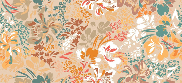 Floral Brown and Green Wallpaper, Seamless Pattern Mural, Oversized Custom Size Wall Art, Non - Woven, Non - Adhesive, Modern Wall Paper, Removable - Adawall Wallpaper - Registered Trade Accounts Only, Wallpaper Wholesale Account - W77865 - Adawall Wholesale - Wallpaper Wholesaler