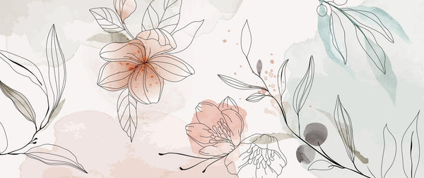 Floral Hand Drawn Wallpaper, Botanical Mural, Oversized Custom Size Wall Art, Non - Woven, Non - Adhesive, Modern Wall Paper, Removable - Adawall Wallpaper - Registered Trade Accounts Only, Wallpaper Wholesale Account - W77937 - Adawall Wholesale - Wallpaper Wholesaler