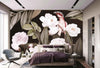 Floral Wall Mural, Brown Peony Flower Parrot Wall Mural Art, Big Size Customizable Bird Theme, Non - Adhesive, Removable Wallpaper, Black, Washable, Home Interior Decor Wall Art - Adawall Wallpaper - Registered Trade Accounts Only, Wallpaper Wholesale Account - A316-3 - Adawall Wholesale - Wallpaper Wholesaler