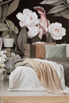 Floral Wall Mural, Brown Peony Flower Parrot Wall Mural Art, Big Size Customizable Bird Theme, Non - Adhesive, Removable Wallpaper, Black, Washable, Home Interior Decor Wall Art - Adawall Wallpaper - Registered Trade Accounts Only, Wallpaper Wholesale Account - A316-3 - Adawall Wholesale - Wallpaper Wholesaler