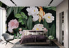 Floral Wall Mural, Green Peony Flower Parrot Wall Mural Art, Big Size Customizable Bird Theme, Non - Adhesive, Removable Wallpaper, Black, Washable, Home Interior Decor Wall Art - Adawall Wallpaper - Registered Trade Accounts Only, Wallpaper Wholesale Account - A316-2 - Adawall Wholesale - Wallpaper Wholesaler