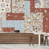 Floral Wallpaper, Brown and Blue Patchwork Mural, Oversized Custom Size Wall Art, Non - Woven, Non - Adhesive, Modern Wall Paper, Removable - Adawall Wallpaper - Registered Trade Accounts Only, Wallpaper Wholesale Account - W77867 - Adawall Wholesale - Wallpaper Wholesaler