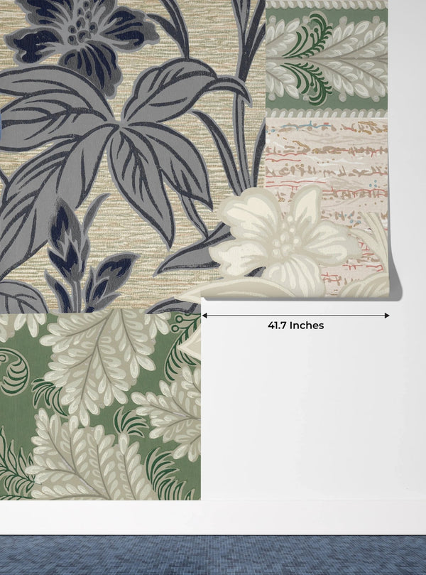 Floral Wallpaper, Patchwork Mural, Oversized Custom Size Wall Art, Non - Woven, Non - Adhesive, Modern Wall Paper, Removable - Adawall Wallpaper - Registered Trade Accounts Only, Wallpaper Wholesale Account - W77866 - Adawall Wholesale - Wallpaper Wholesaler