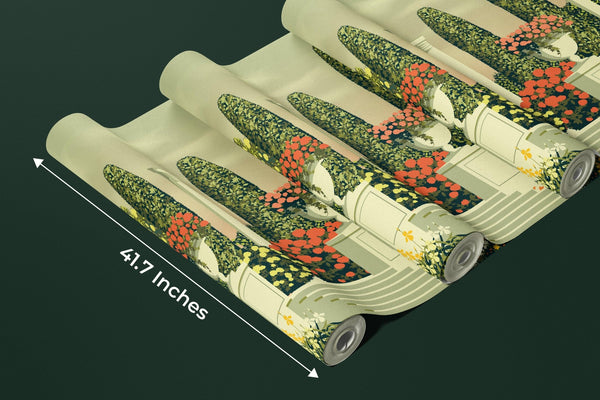 Flower Beds Wallpaper, Terrace in the Park Mural, Oversized Custom Size Wall Art, Non - Woven, Non - Adhesive, Modern Wall Paper, Removable - Adawall Wallpaper - Registered Trade Accounts Only, Wallpaper Wholesale Account - W77765 - Adawall Wholesale - Wallpaper Wholesaler
