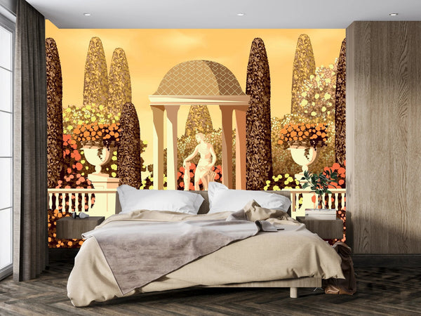 Flower Garden Wallpaper, Terrace in the Park Mural, Oversized Custom Size Wall Art, Non - Woven, Non - Adhesive, Modern Wall Paper, Removable - Adawall Wallpaper - Registered Trade Accounts Only, Wallpaper Wholesale Account - W77764 - Adawall Wholesale - Wallpaper Wholesaler
