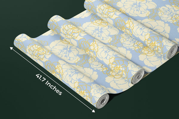 Flowers, Light Blue Wallpaper, Seamless Pattern Mural, Oversized Custom Size Wall Art, Non - Woven, Non - Adhesive, Modern Wall Paper, Removable - Adawall Wallpaper - Registered Trade Accounts Only, Wallpaper Wholesale Account - W77894 - Adawall Wholesale - Wallpaper Wholesaler