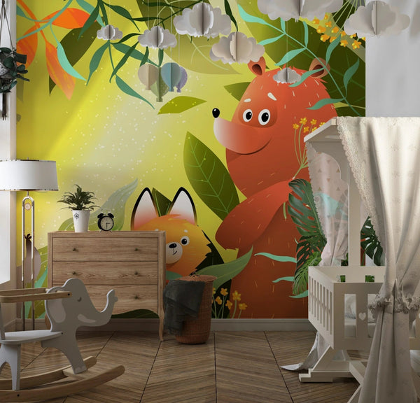 Forest Animals Wallpaper, Wild Woodland Mural, Oversized Custom Size Wall Art, Non - Woven, Non - Adhesive, Modern Wall Paper, Removable - Adawall Wallpaper - Registered Trade Accounts Only, Wallpaper Wholesale Account - W78125 - Adawall Wholesale - Wallpaper Wholesaler
