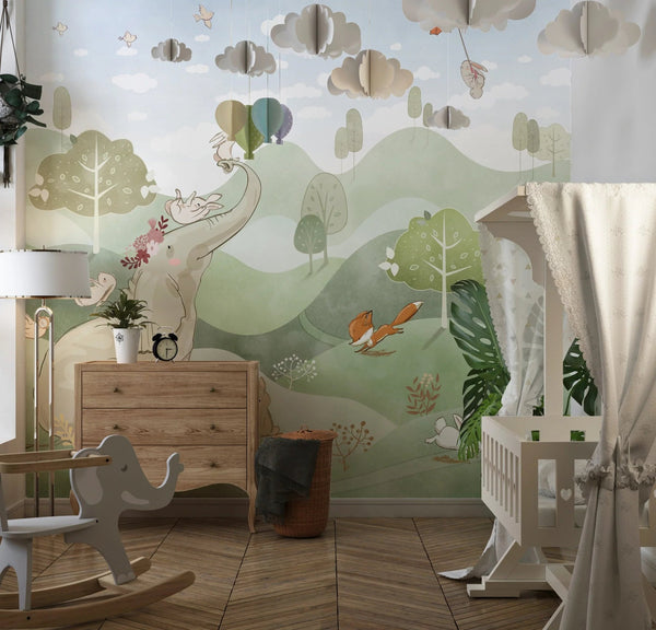 Forest Animals Wallpaper, Woodland Summer Mural, Oversized Custom Size Wall Art, Non - Woven, Non - Adhesive, Modern Wall Paper, Removable - Adawall Wallpaper - Registered Trade Accounts Only, Wallpaper Wholesale Account - W77753 - Adawall Wholesale - Wallpaper Wholesaler