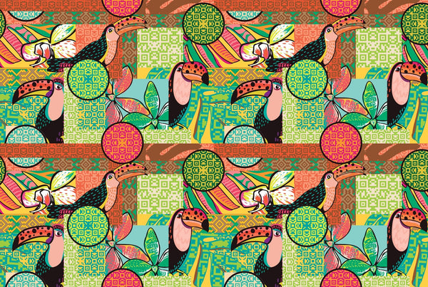 Fun Tropical Wallpaper, Toucan and Amazon Motives Mural, Oversized Custom Size Wall Art, Non - Woven, Non - Adhesive, Modern Wall Paper, Removable - Adawall Wallpaper - Registered Trade Accounts Only, Wallpaper Wholesale Account - W77868 - Adawall Wholesale - Wallpaper Wholesaler